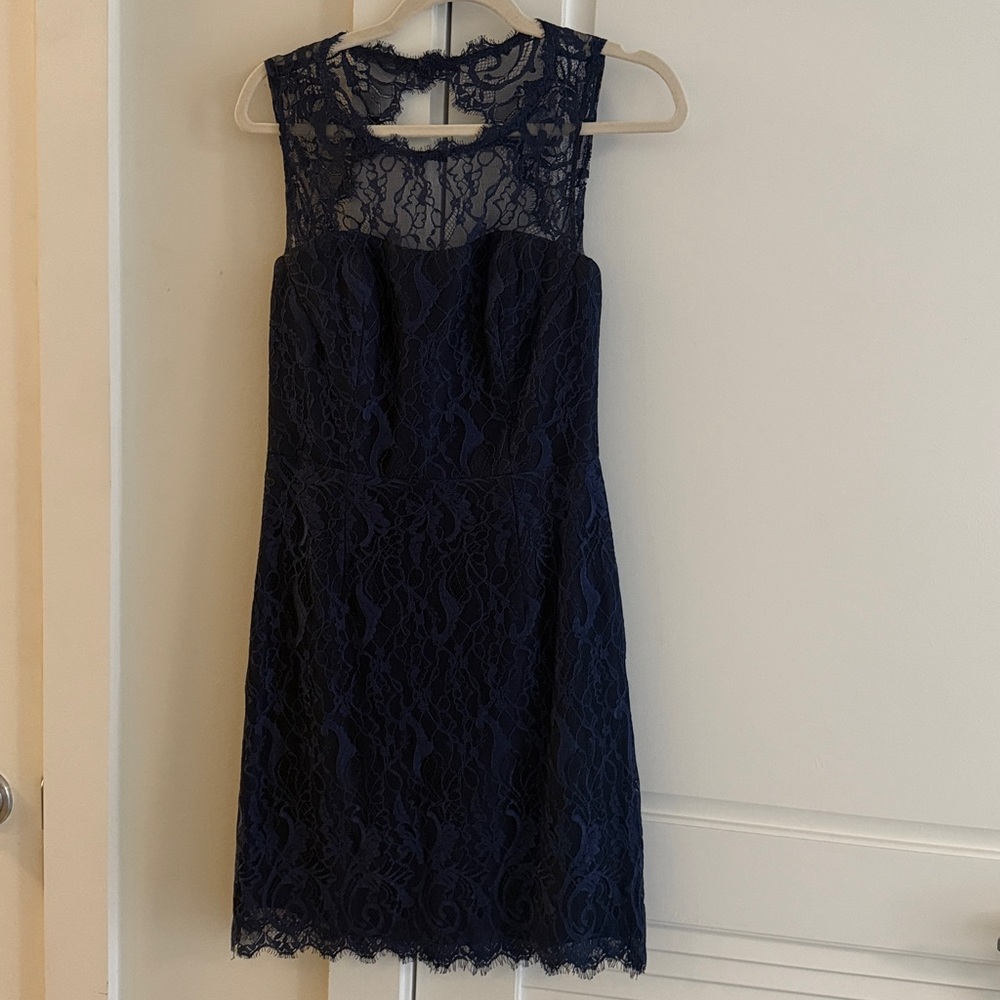 Elegant Navy Blue Lace Cocktail Dress